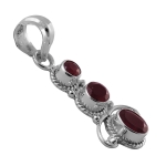 Top design three stone best selling red garnet sterling silver pendant